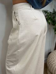 LINEN-FEEL WIDE LEG PANTS