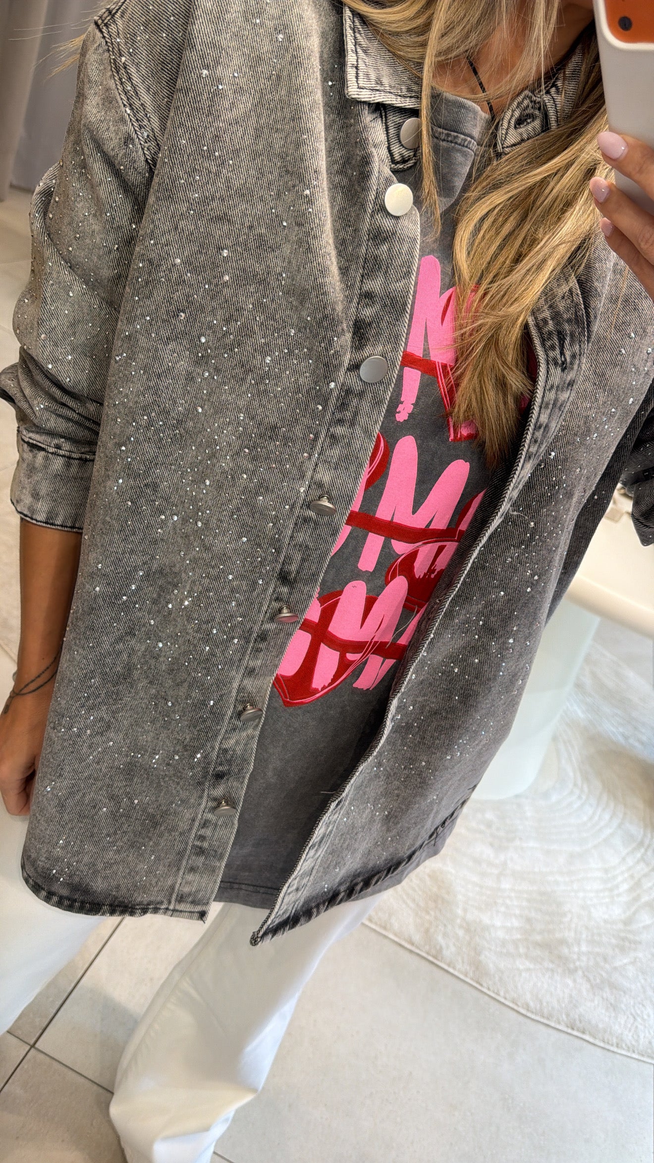 Grey Sparkle Denim Jacket