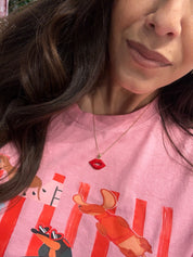 RED KISS GOLD NECKLACE