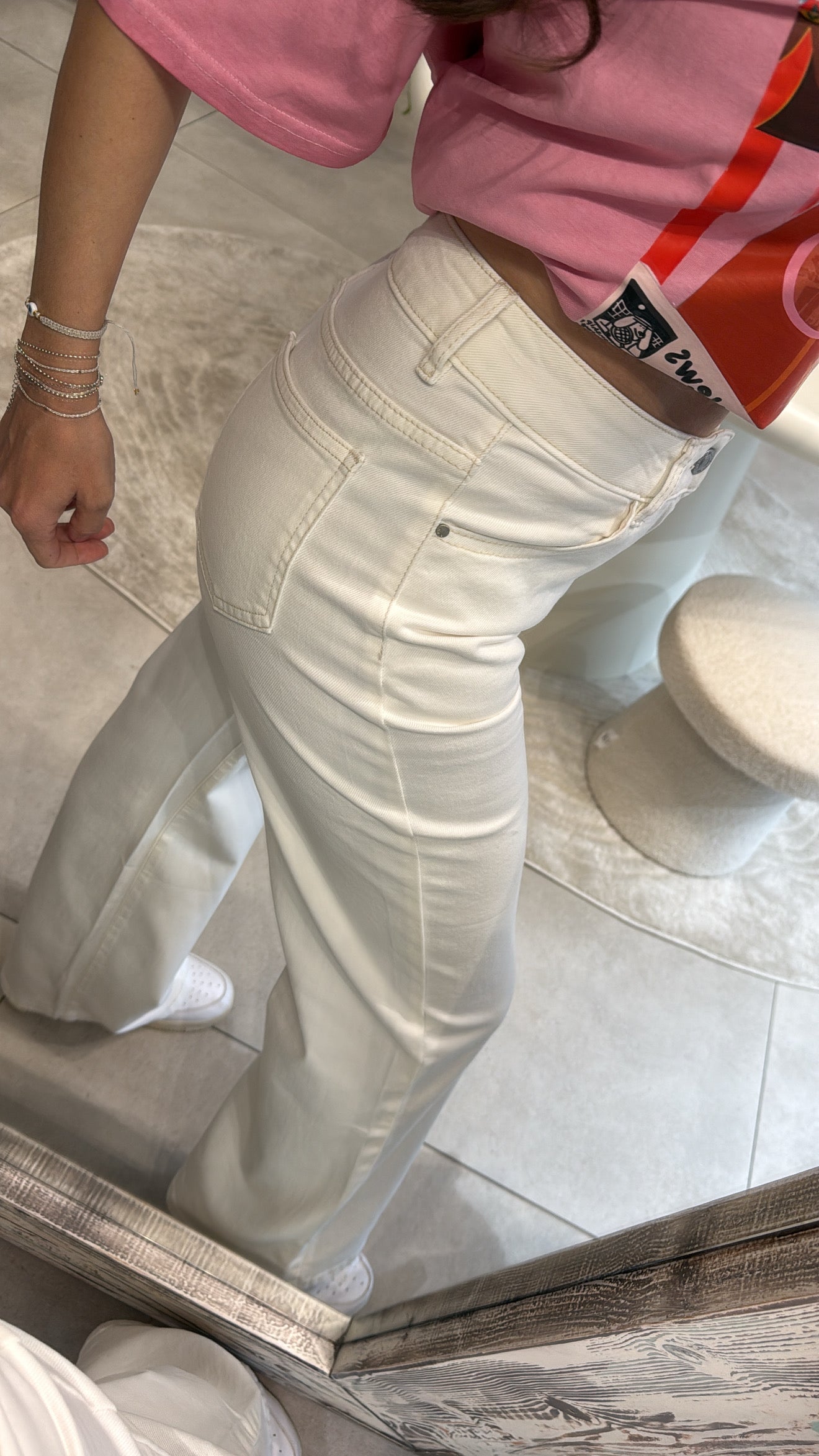 IVORY SCULPT WIDE LEG JEANS