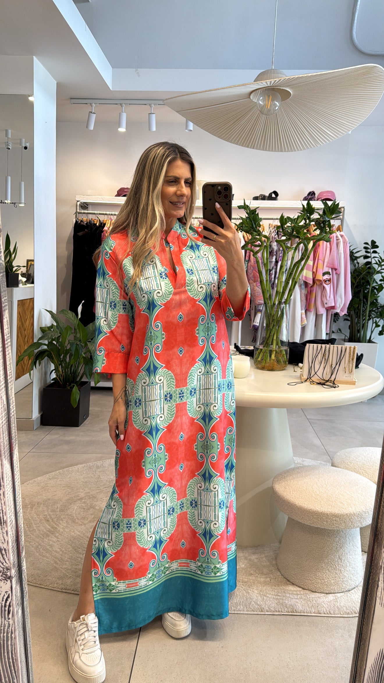 MEDITERRANEAN ESCAPE PRINTED KAFTAN DRESS