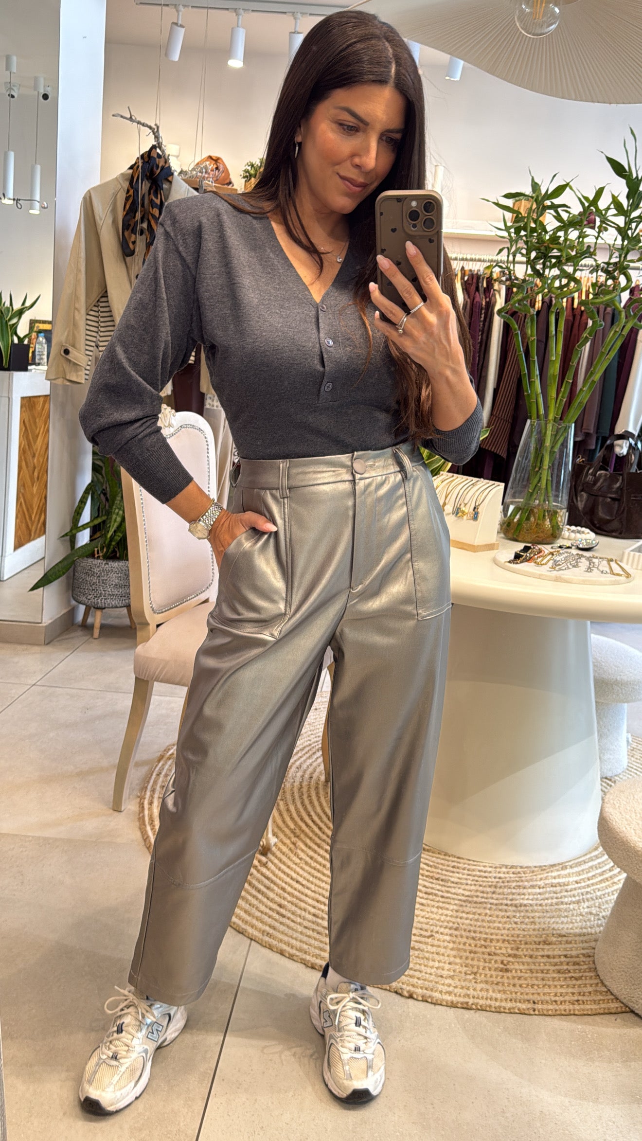 LAVEN SILVER ECO LEATHER PANTS