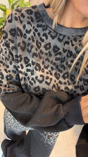 LEOPARD CRUSH LOUNGEWEAR BLACK SET