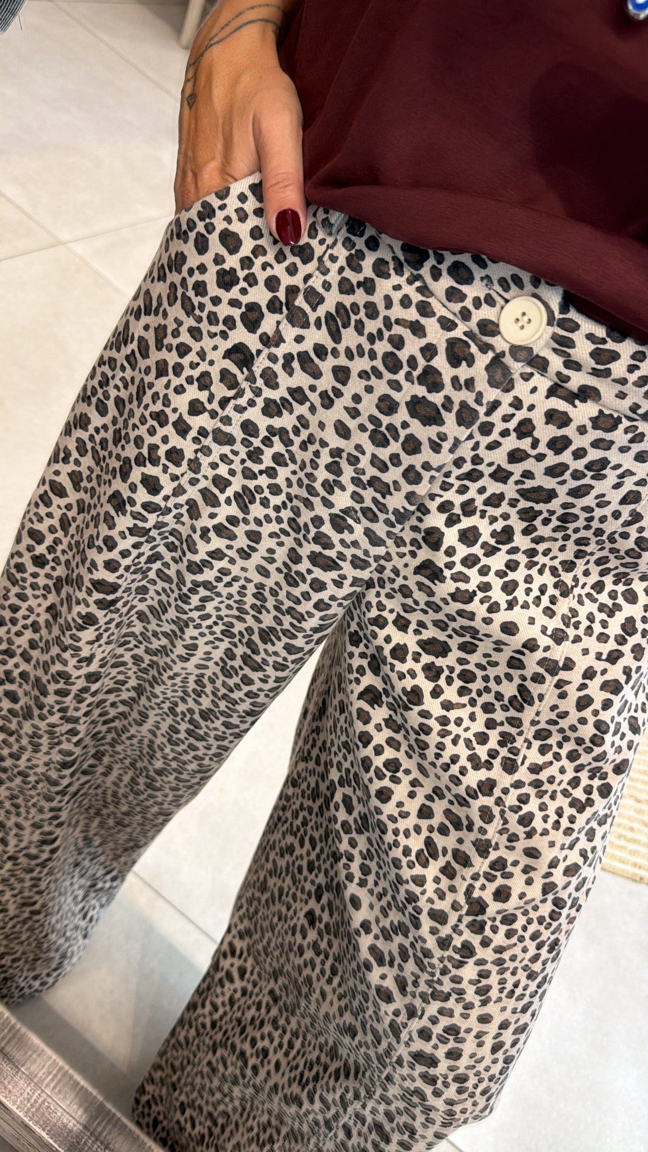 ECRU LEOPARD PANTS