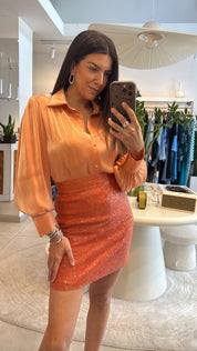 SWEET TANGERINE MINI SEQUINED SKIRT