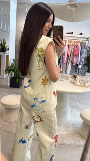 AEGEAN MUSE PRINTED VEST JEANS