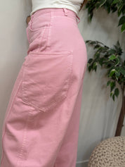 SOFT PINK CARGO DENIM PANTS