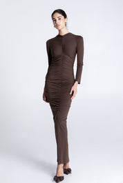 MOCHA CURVED MAXI DRESS