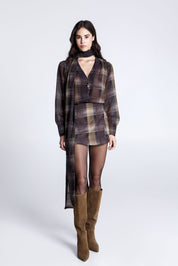 MOCHA MIRAGE PLAID SKORT