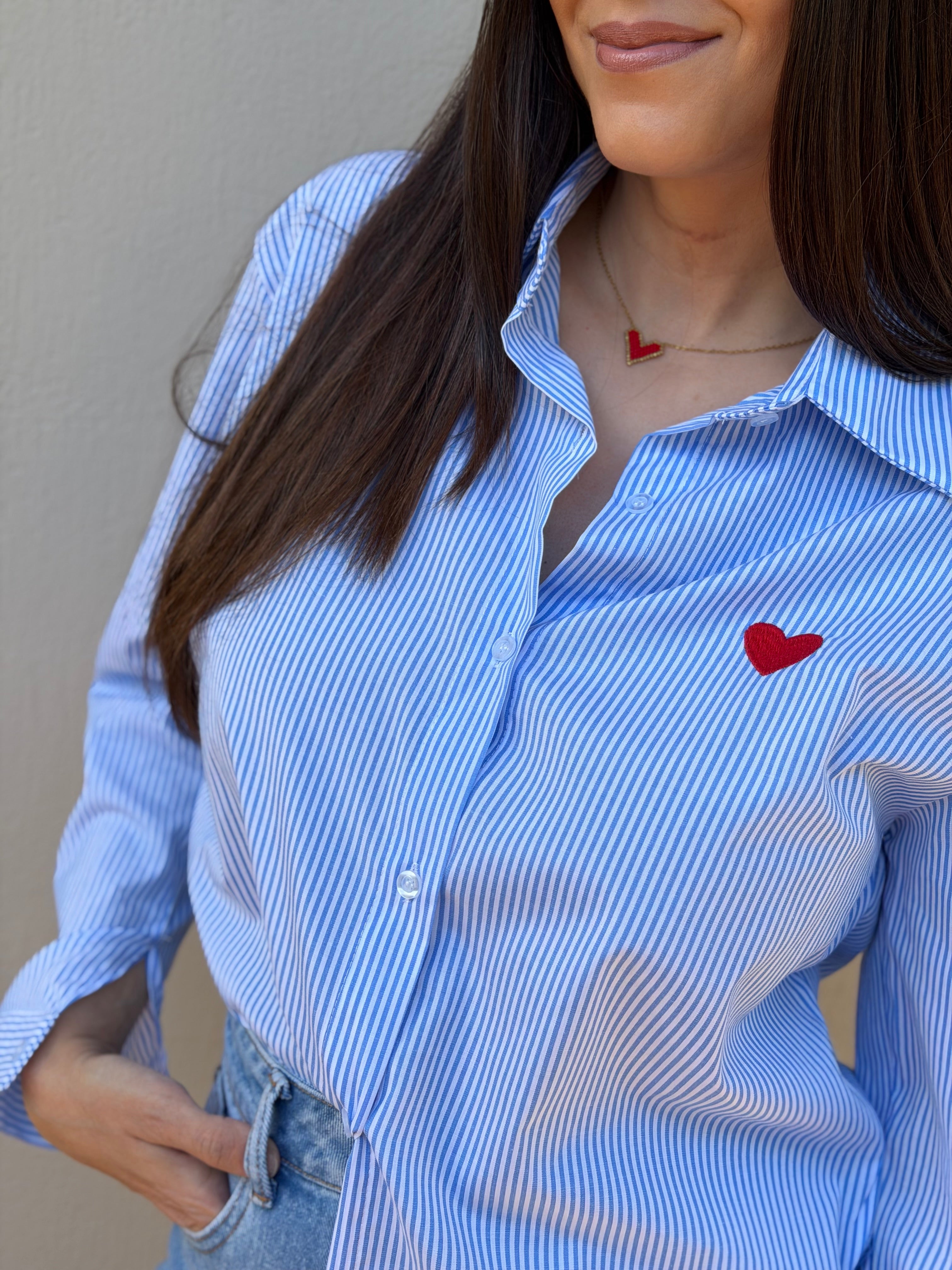 ROMANTIC STRIPE BLUE SHIRT