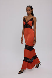BURNT ORANGE LACE DRESS