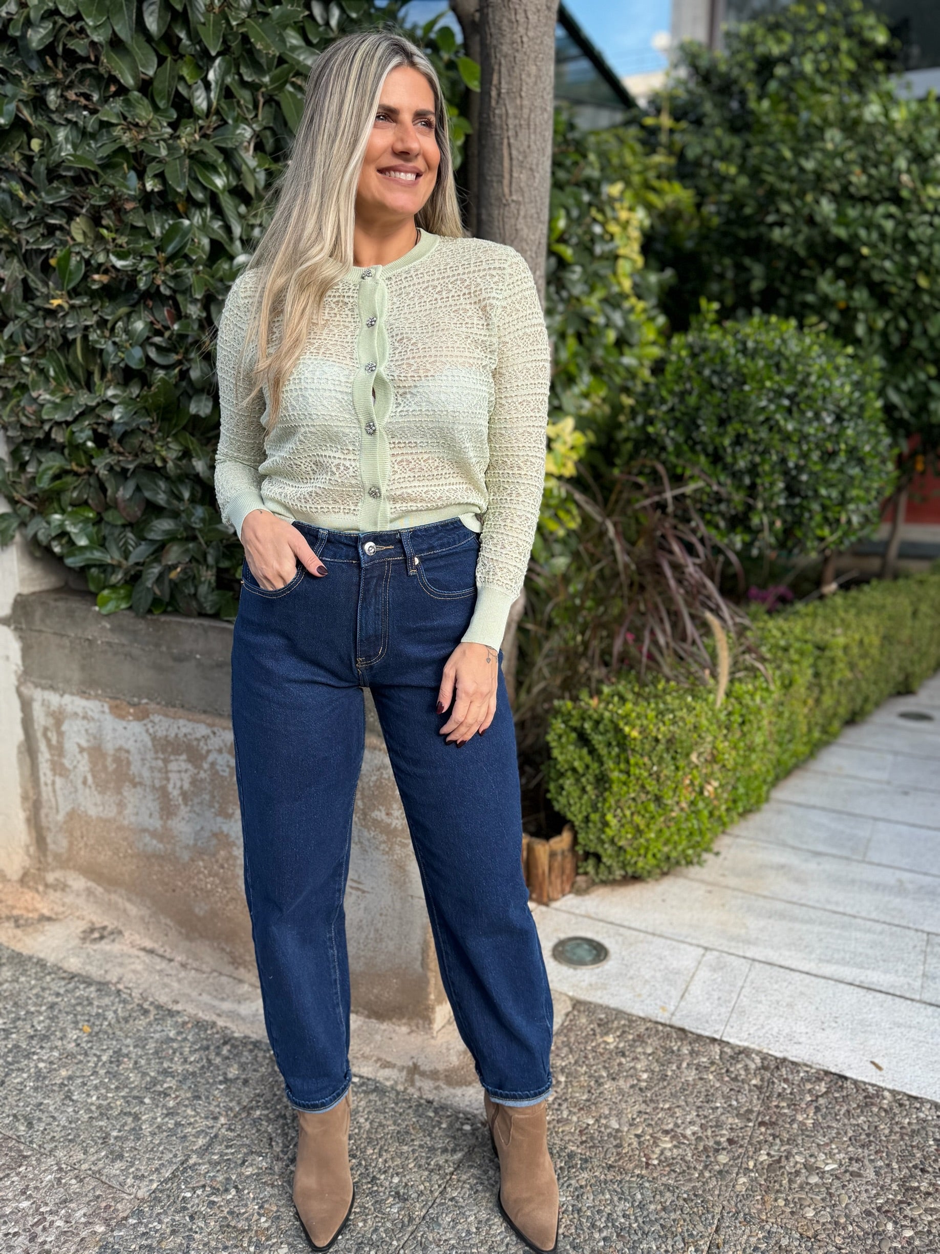 DEEP BLUE MOM FIT JEANS