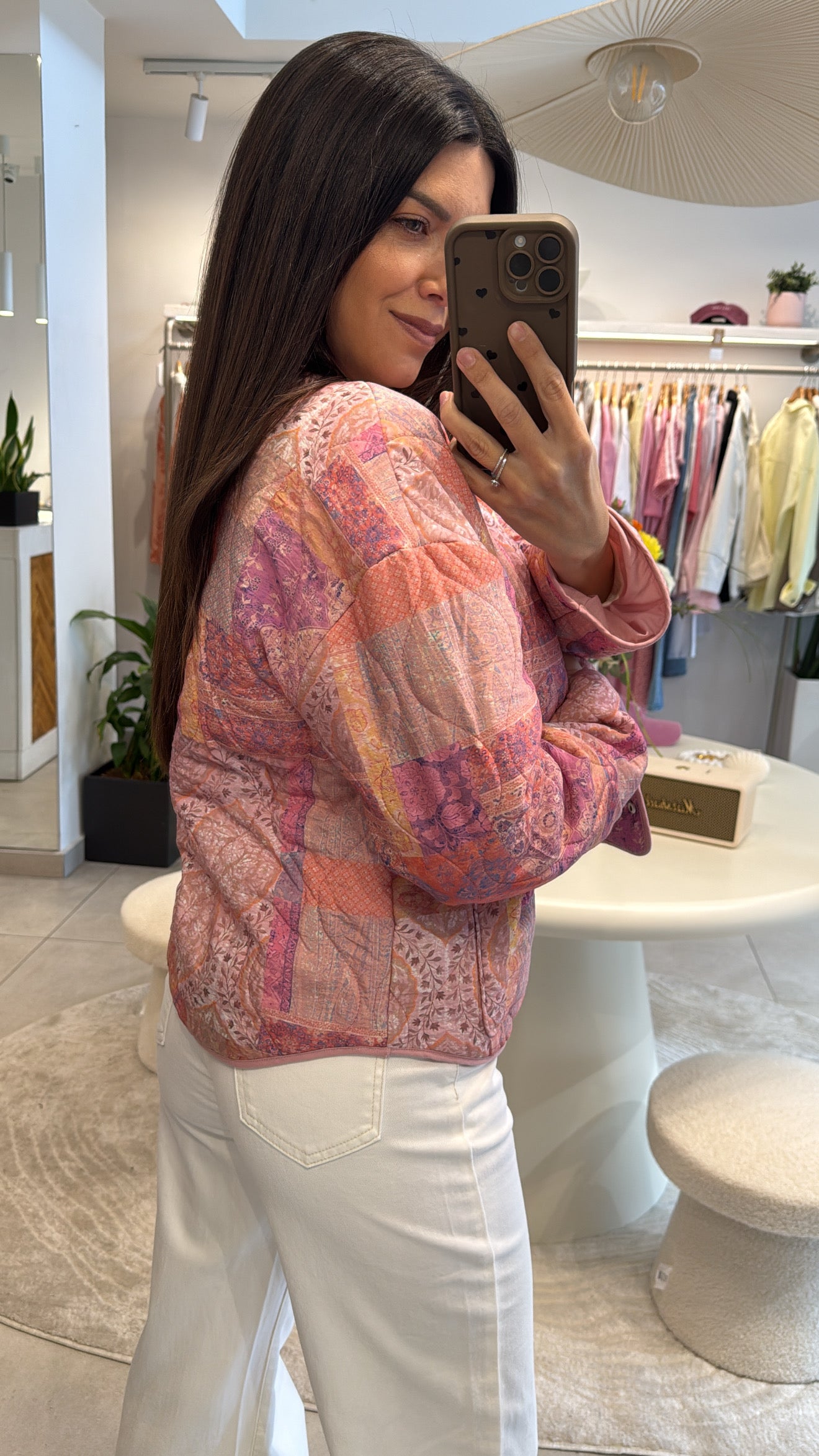 QUILTED PATCHWORK JACKET -PINK MIX
