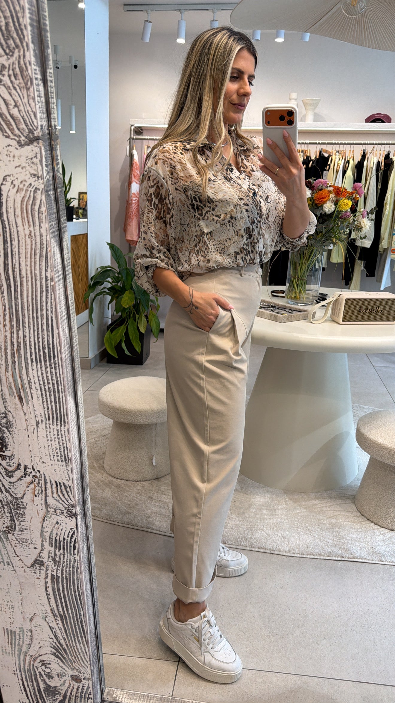 SAND TAILORED WIDE-LEG PANTS