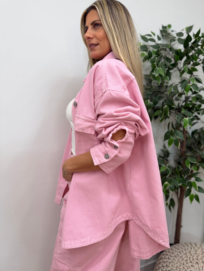 OVERSIZED SOFT PINK DENIM JACKET