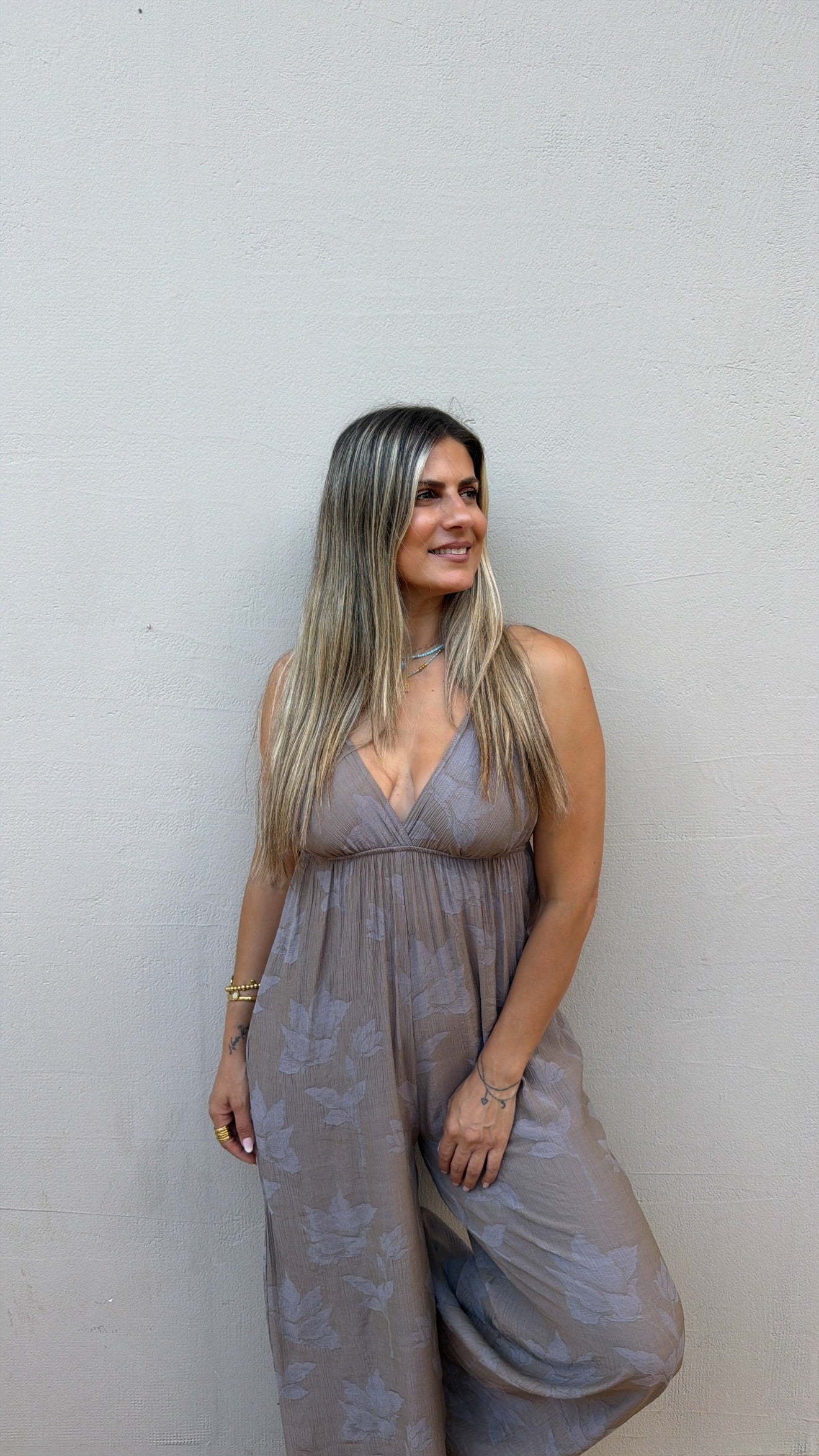AURA FLORAL TAUPE JUMPSUIT