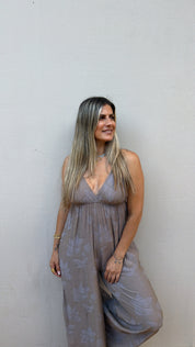 AURA FLORAL TAUPE JUMPSUIT