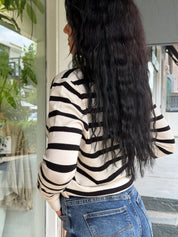 STRIPED KNIT WHITE CARDIGAN