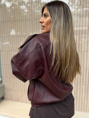 BURGUNDY OVERSIZED BOMBER JACKET
