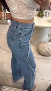 FRAYED EDGE WIDE LEG JEANS