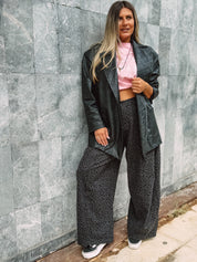 RAVEN QUILTED FAUX LEATHER BELTED JACKET