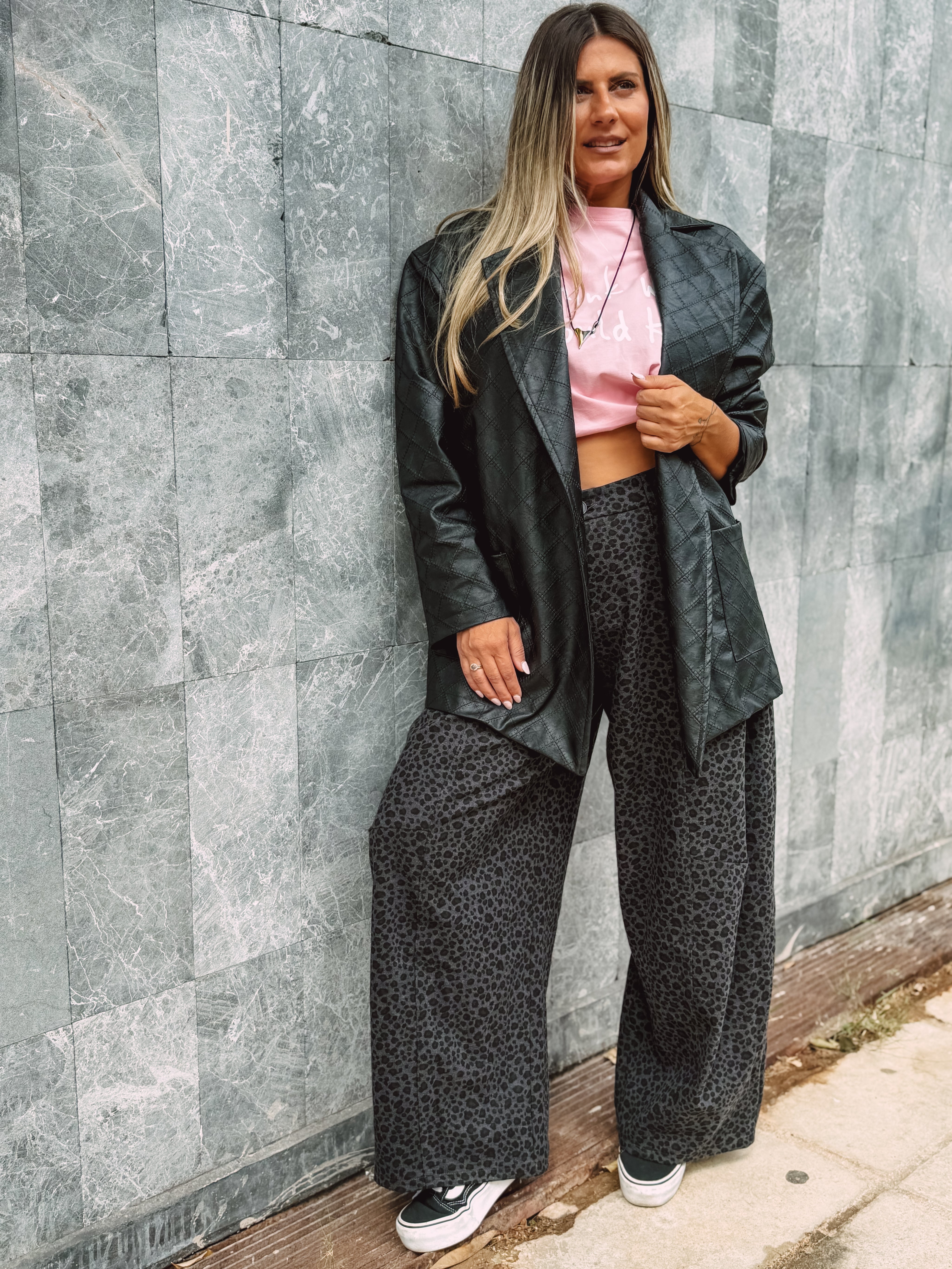 RAVEN QUILTED FAUX LEATHER BELTED JACKET