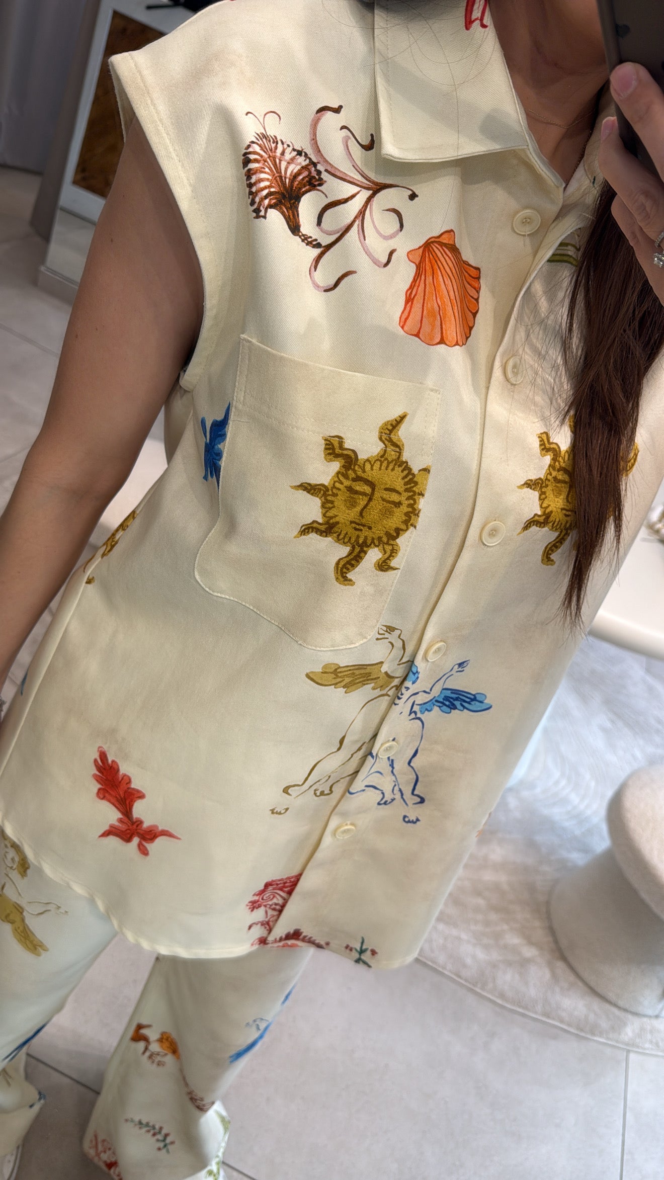 AEGEAN MUSE PRINTED VEST JEANS