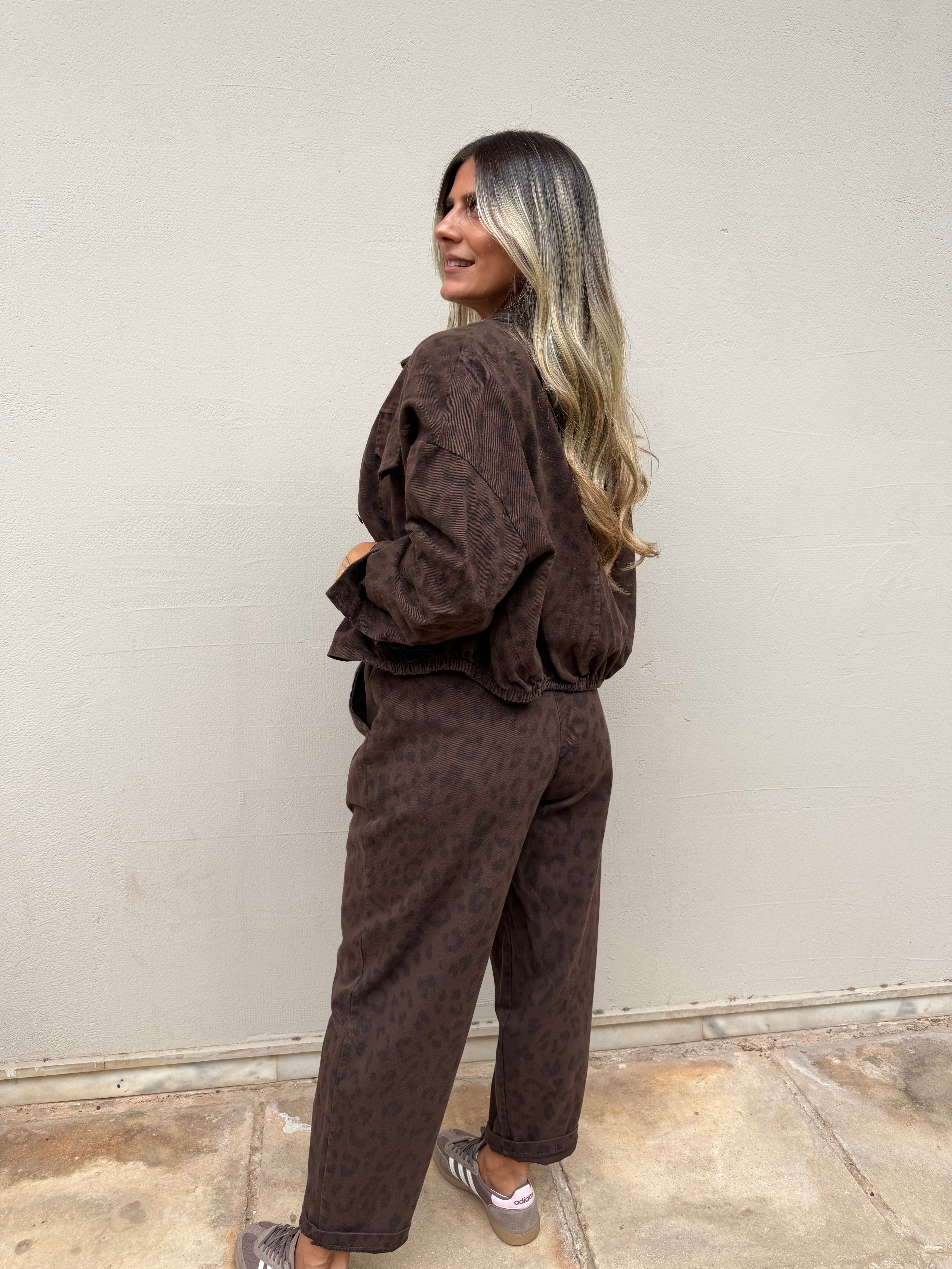 JADE LEOPARD CHOCO JEAN SET