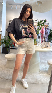 DENIM RAW EDGE SHORTS