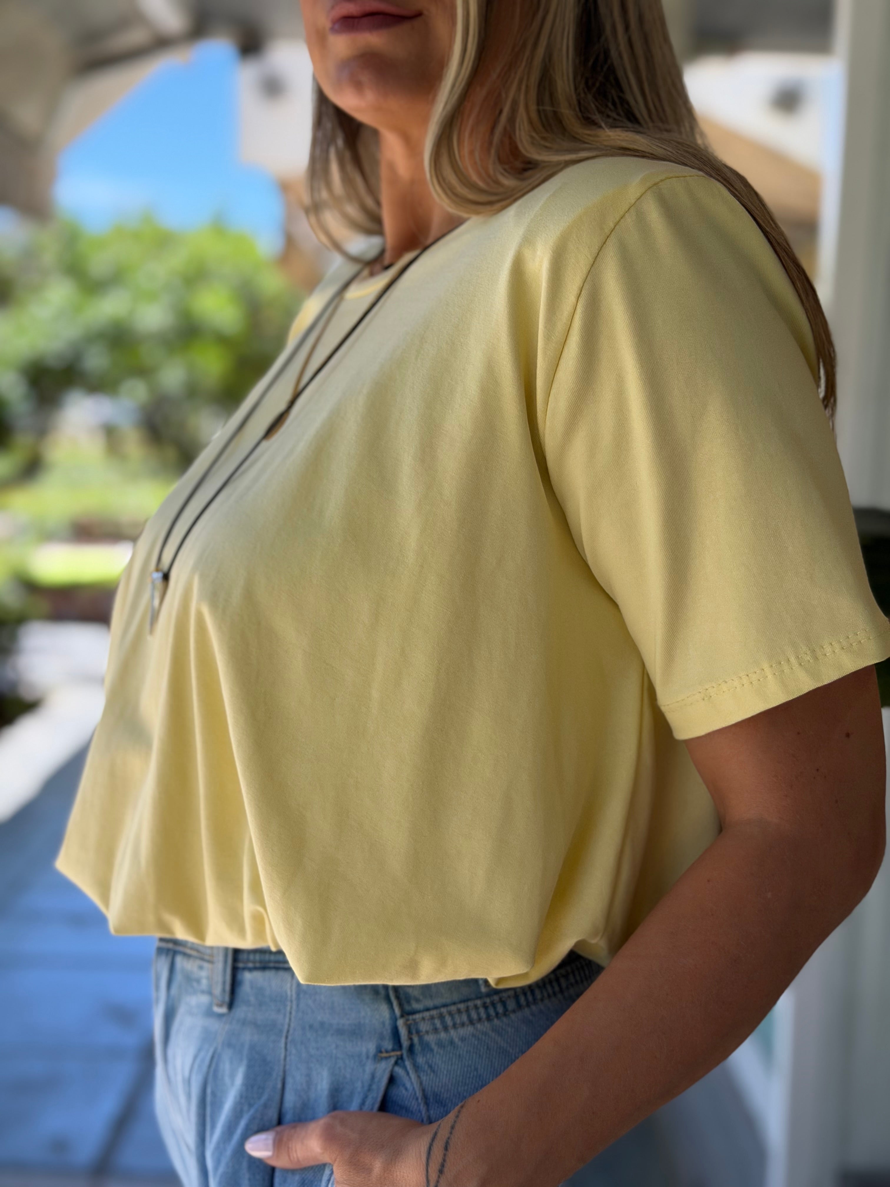 YELLOW COTTON CROP TOP WITH SHOULDER
