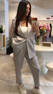 GREY PINSTRIPE PANTS