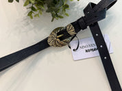ROZE BRONZE ANTIQUE BLACK LEATHER BELT