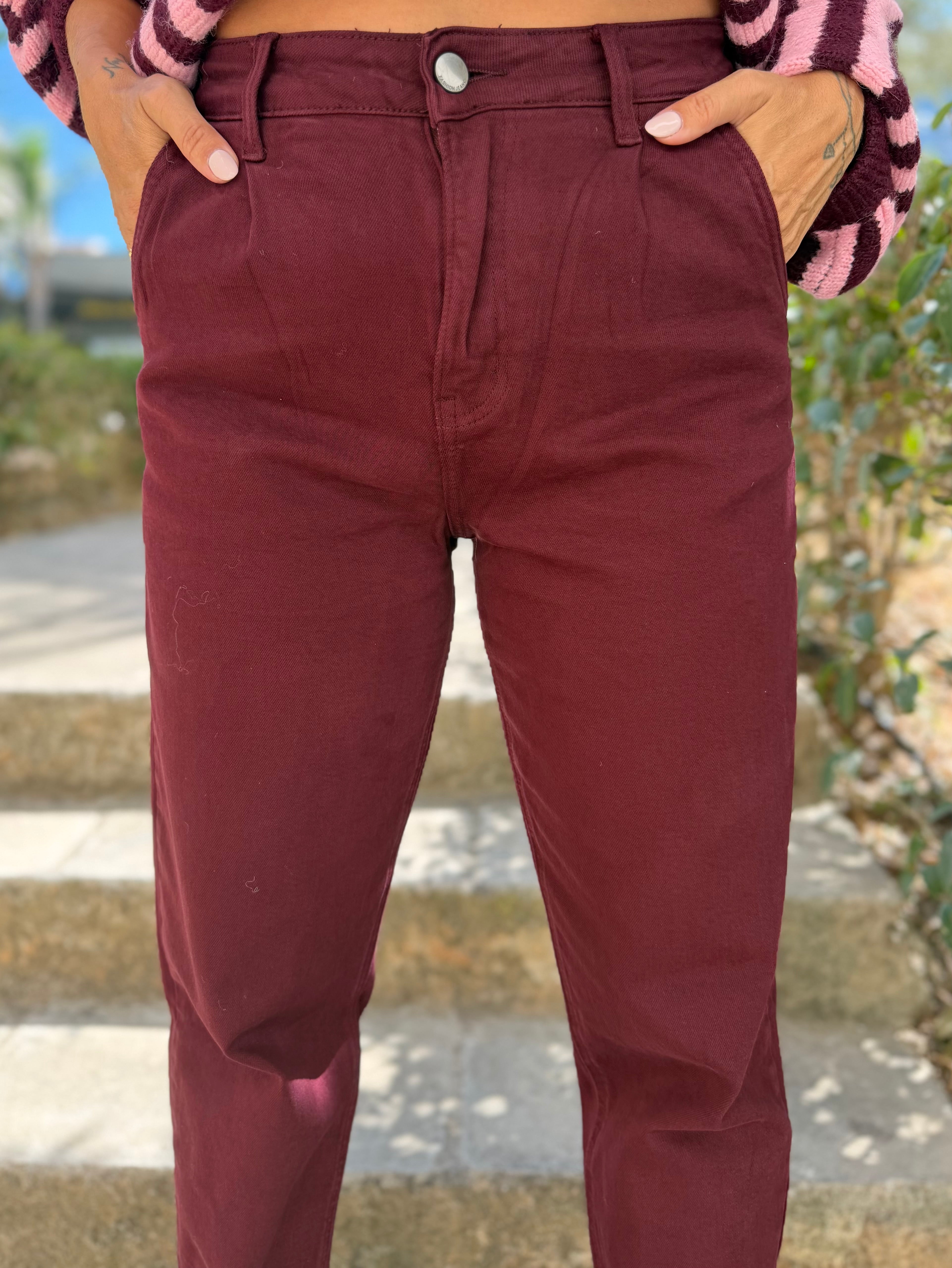 BALLOON DENIM BORDEAUX JEANS