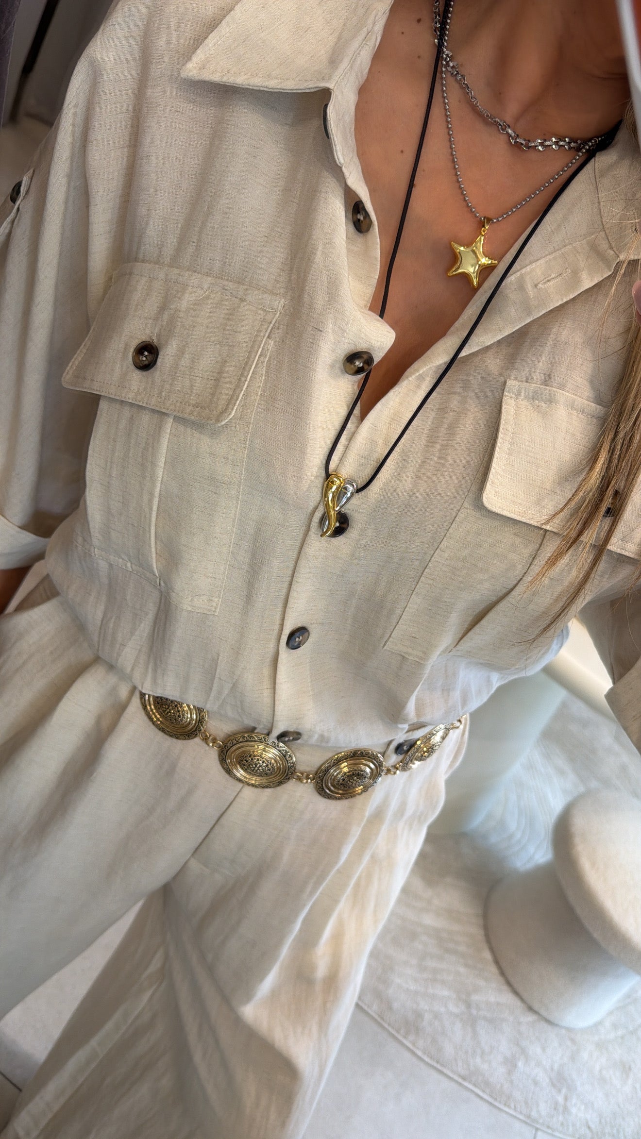 GRACE UTILITY BEIGE JUMPSUIT