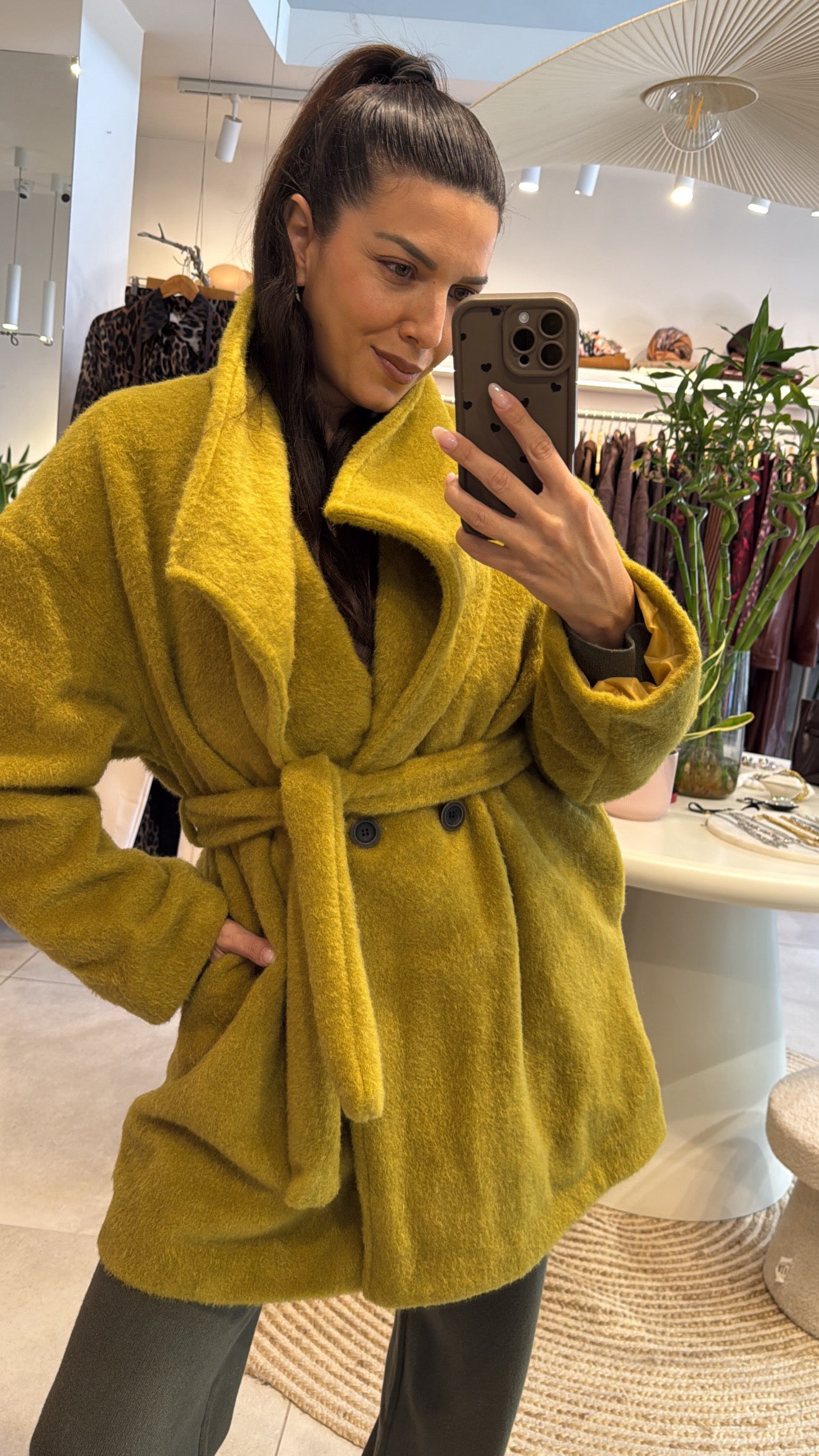 (PRE ORDER)LIME BELTED WRAP COAT