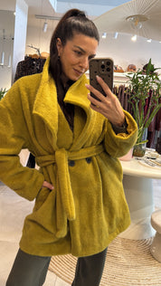 (PRE ORDER)LIME BELTED WRAP COAT