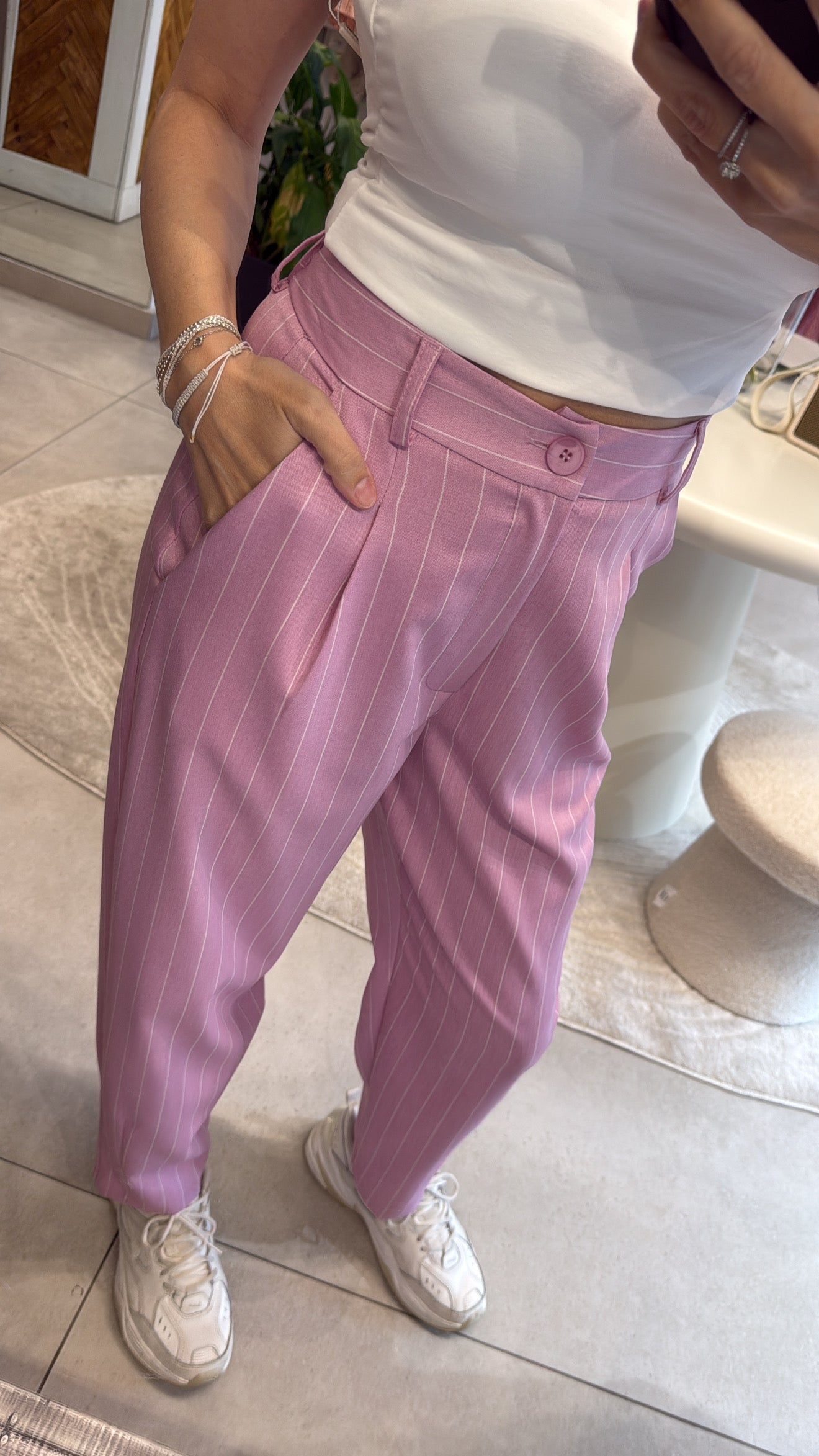 PINK PINSTRIPE PANTS