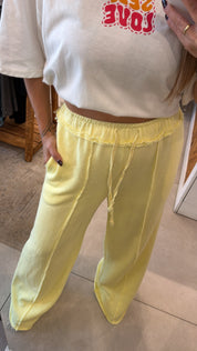 RAW-EDGE YELLOW WIDE-LEG TROUSERS