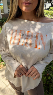 HERIN STATEMENT LONG SLEEVE TOP BEIGE