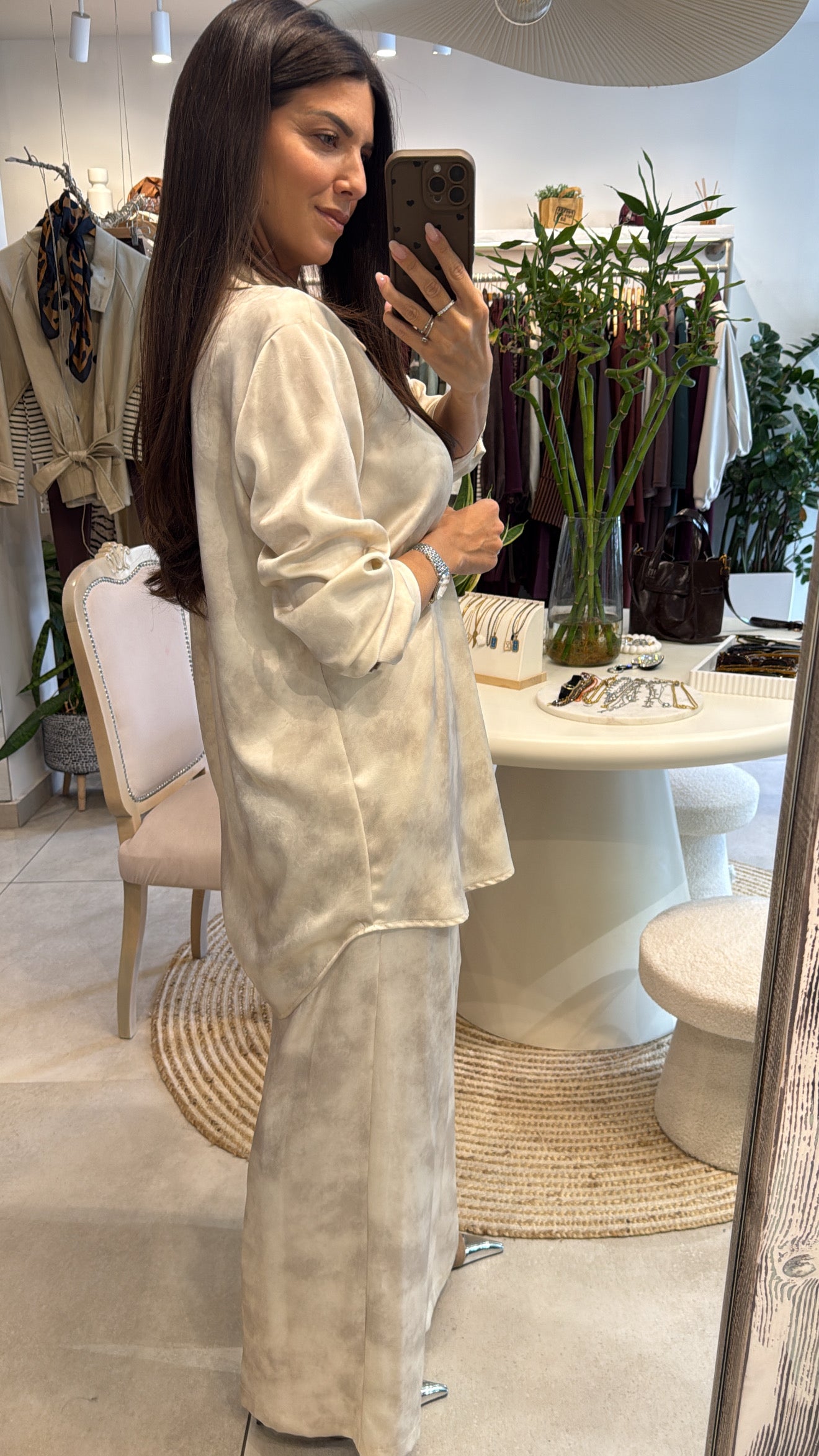 BEIGE MARBLED PRINT SET