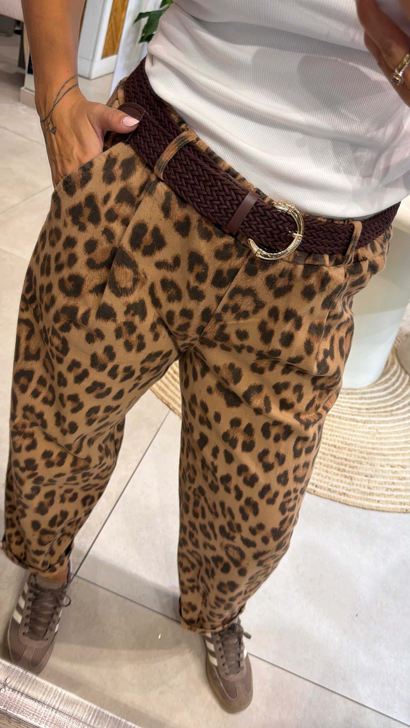 JADE LEOPARD BEIGE JEAN SET