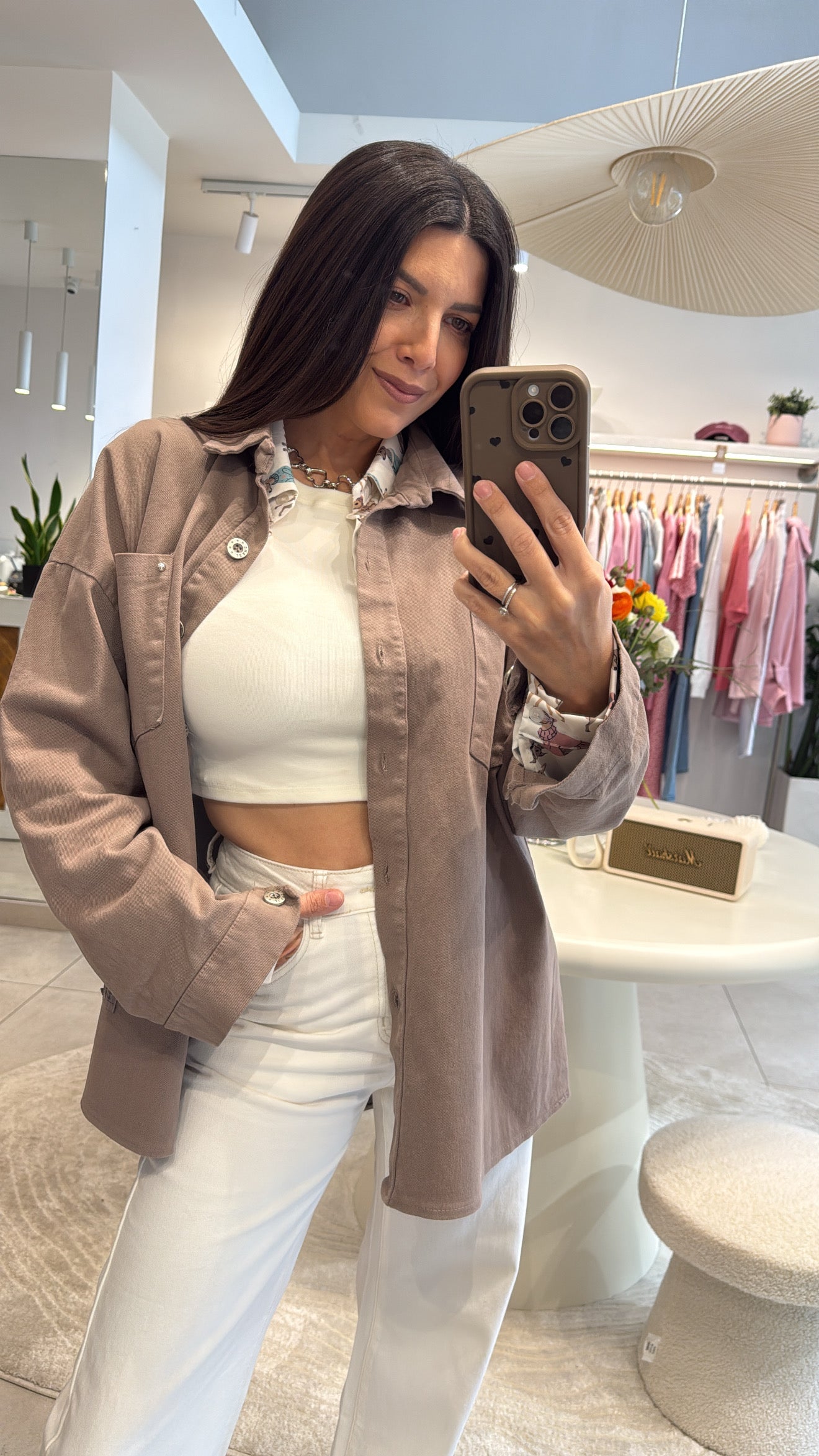 MOCHA DENIM SHIRT JACKET