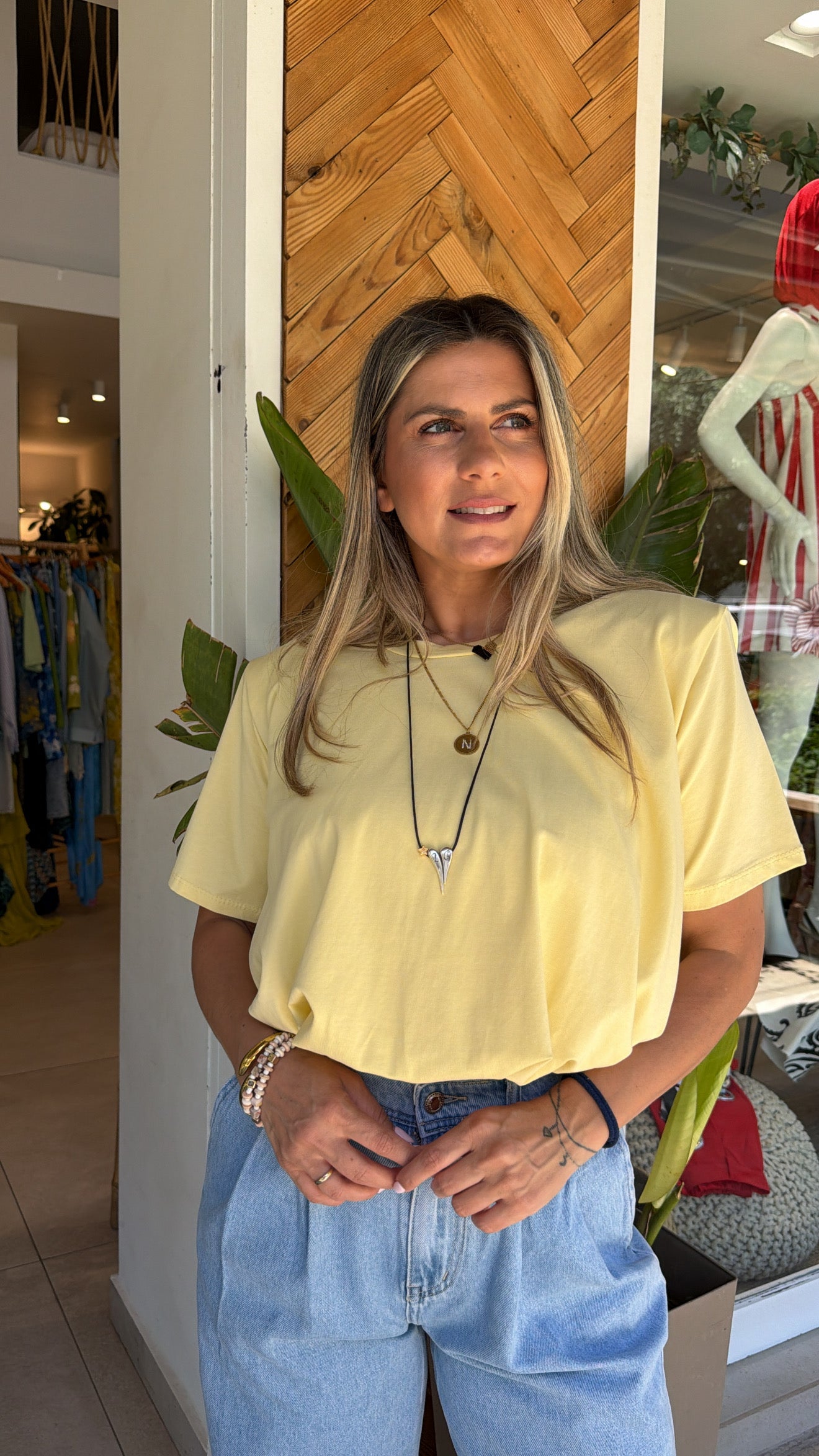 YELLOW COTTON CROP TOP WITH SHOULDER