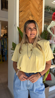 YELLOW COTTON CROP TOP WITH SHOULDER
