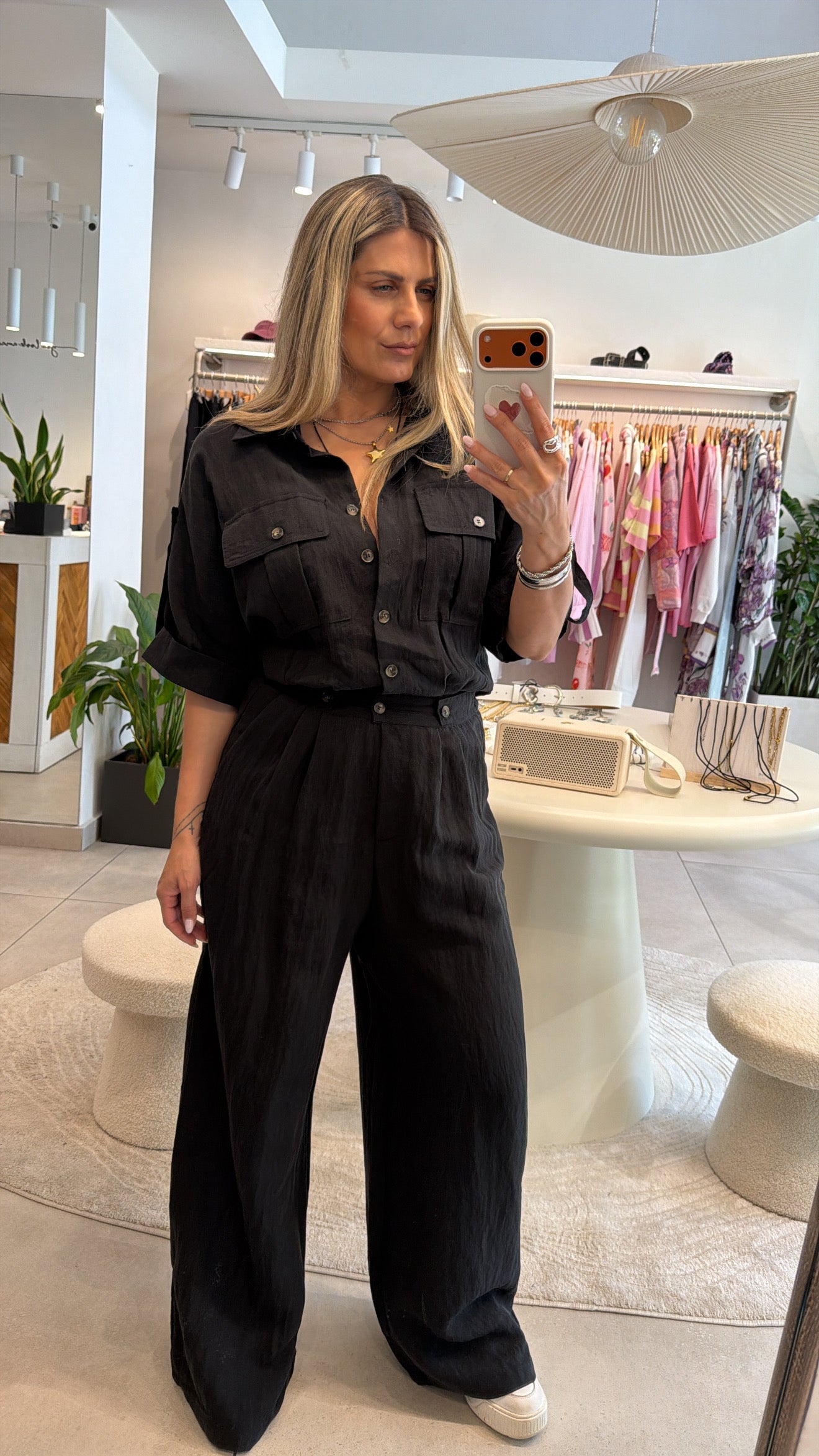 GRACE UTILITY BLACK JUMPSUIT