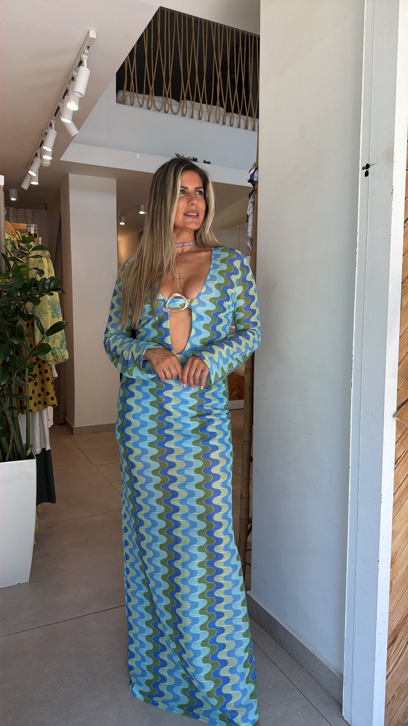 BLUE WAVES MAXI DRESS