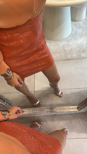 SWEET TANGERINE MINI SEQUINED SKIRT