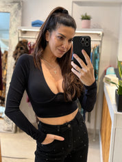 DEEP V SHAPED CROP TOP