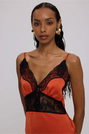 BURNT ORANGE LACE DRESS