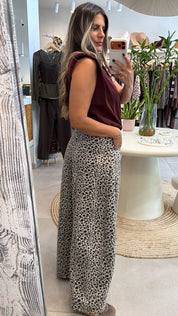 ECRU LEOPARD PANTS